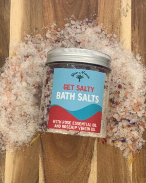 Get Salty Bath Salts with Rose Oil and Rose hip oil