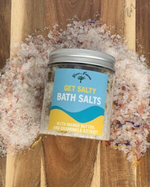 Get Salty Bath Salts with Mango Butter and chamomile extract